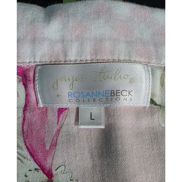 Jayes Studio Rosanne Beck Jolly Pink‎ Santa Pajama Top Size L - Picture 4 of 6